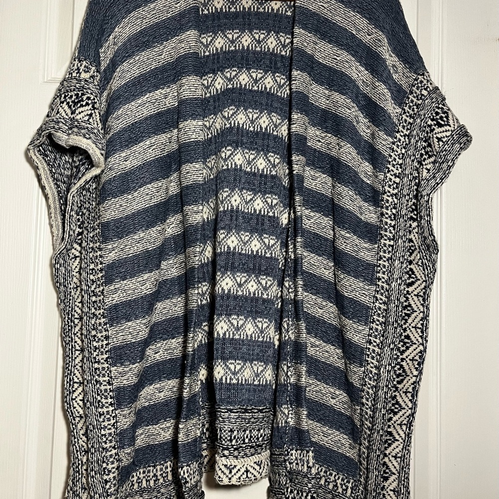 Chaps Blue and White Striped Cardigan